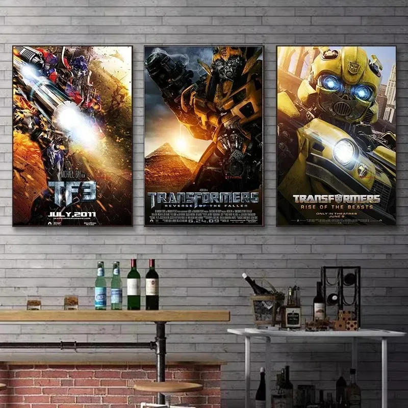 Description Picture 3 of itemClassic Movie Poster Transformers Rise of The Beasts Series Film Poster Canvas Painting Wall Art HD Picture Room Home Decor