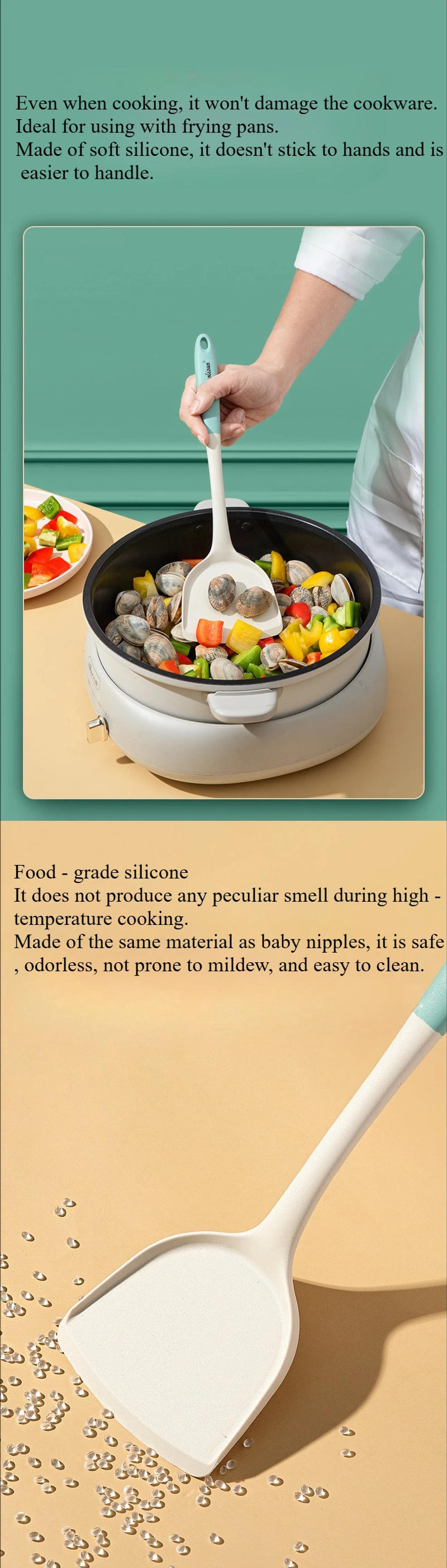 Description Picture 4 of itemNEW Silicone Spatula Non Stick Pan Wooden Handle Silicone Vegetable Heat-resistant Silicone Cooking Spatula Spoon Kitchen tool