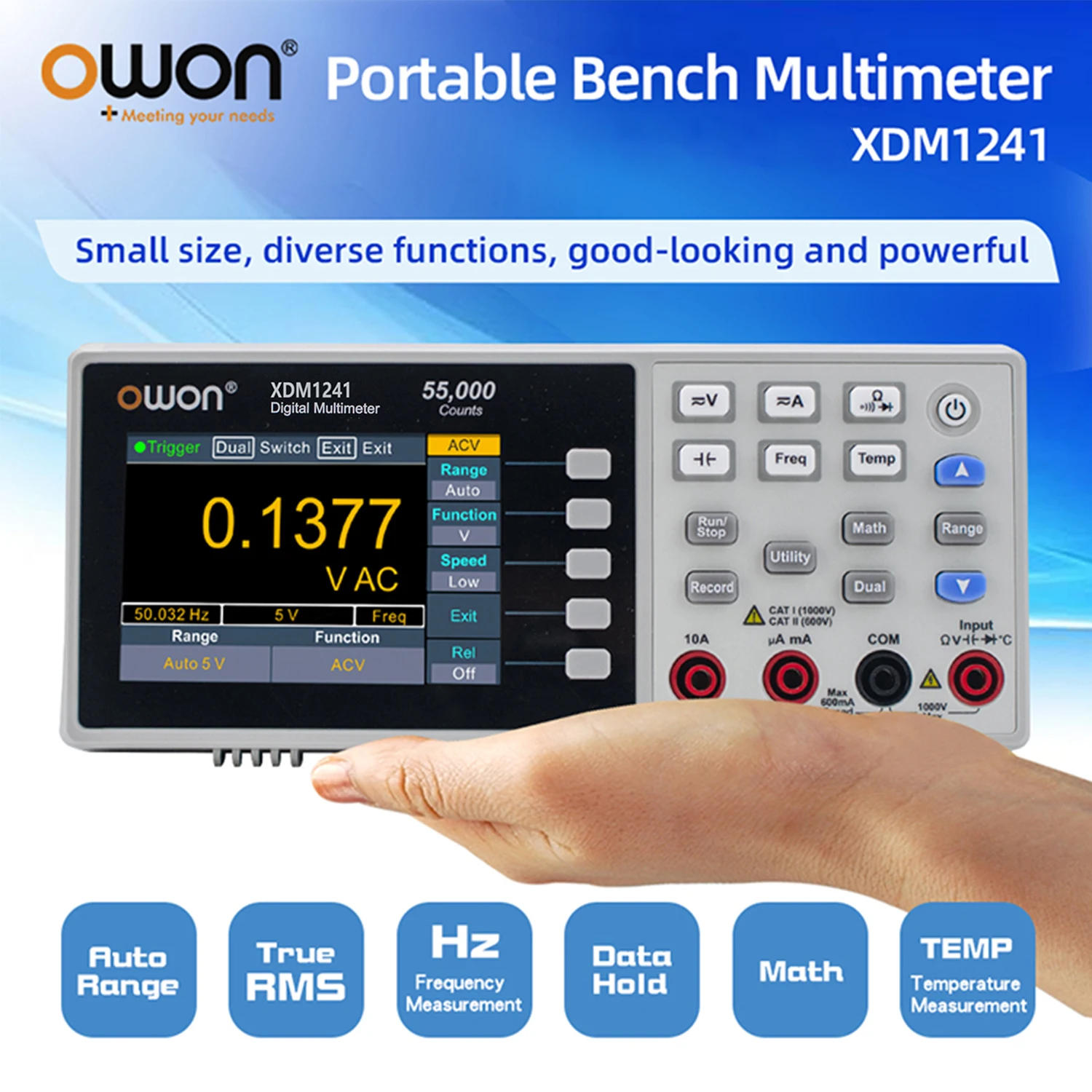 Description Picture 2 of itemOWON XDM1241 Bench Digital Multimeter 55000 Counts TrueRMS 3.5" LCD Current Voltmeter USB Deaktop Multimeters Meter With Battery
