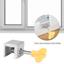 Door Window Lock Restrictor with Key Window Cable Limit Lock Adjustable Portable Security Multi-function for Bedroom and Office