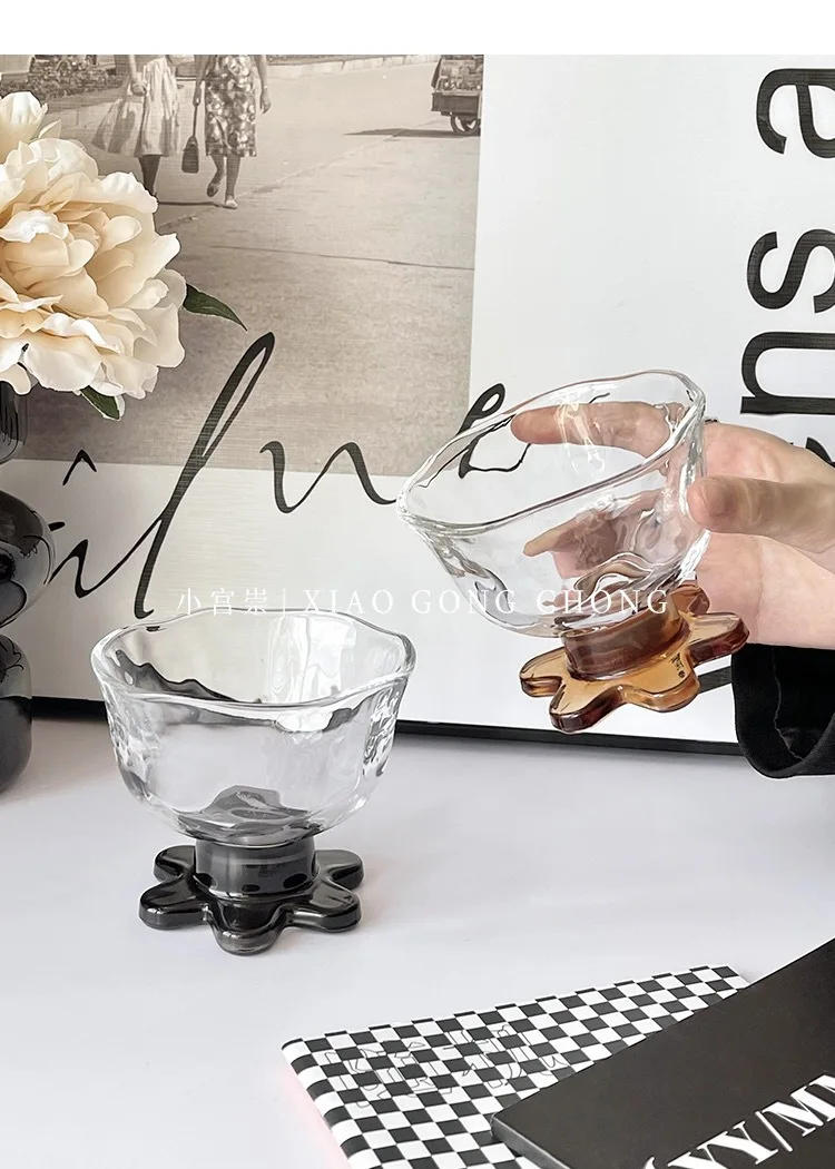 Description Picture 6 of itemFlower Ice Cream Glass Thick Transparent High Footed GlassFruit Milkshake Salad Pudding Bowl Yogurt Bowl Party Dessert Cocktail