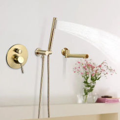 Brushed Gold Bathtub Faucet Bathroom Bathtub Mixer Tap Brass Bath Shower Wall Mounted Black Bathtub Set