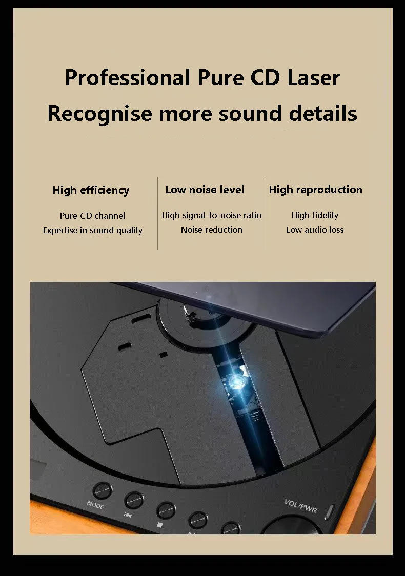 Description Picture 5 of itemWooden HIFI CD Player Bluetooth 5.1 Digital Optical Output USB Lossless Playback Wooden CD Music Player Infrared Remote Control