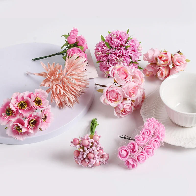 Description Picture 6 of itemPink Series Artificial Plants Bouquet Flowers Leaves DIY Wedding Road Floral Arrangement Home Decor Bouquet Props Layout