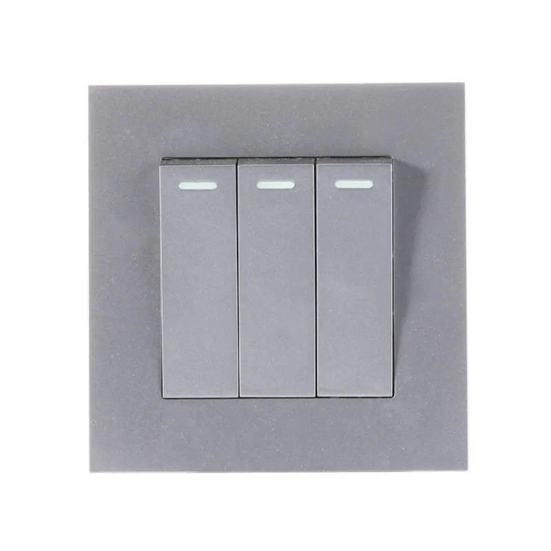 Description Picture 6 of itemNew Matte Grey Wall Switches 1Way Button Home Accessories Wall Light Switch Panel Durable with LED Lamp 1/2/3/4 Gang