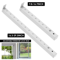 Window Security Bar Metal Sliding Door Lock Bar Adjustable Window Stopper High Security Sliding Door Safety Rail for Home