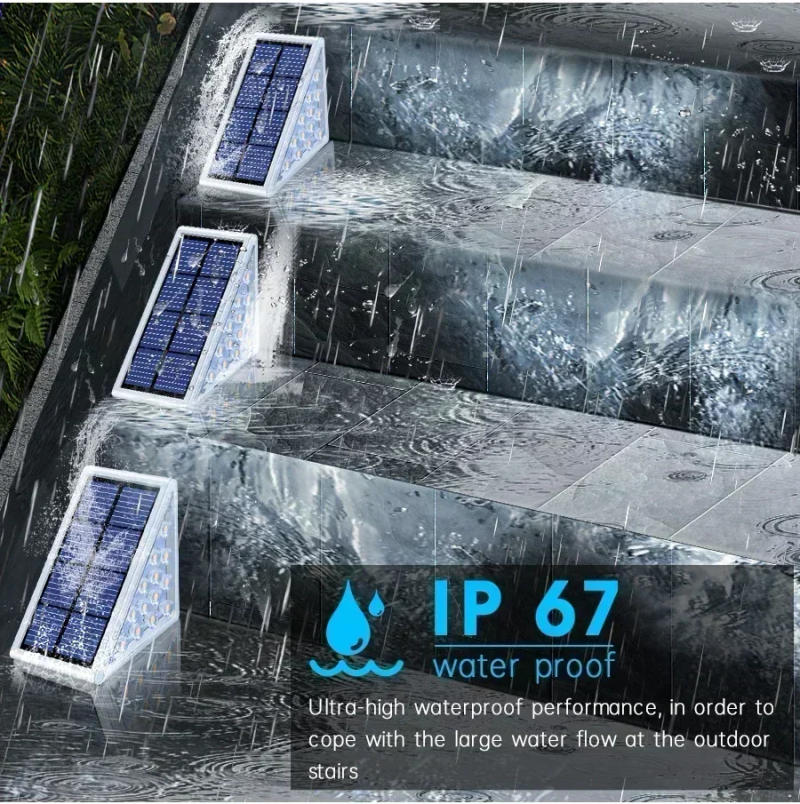 Description Picture 5 of item1-4 PCS Outdoor Solar Step Light Solar Deck Decorative Stair Patio Light Solar Step Light Outdoor Waterproof LED Stair Lamp