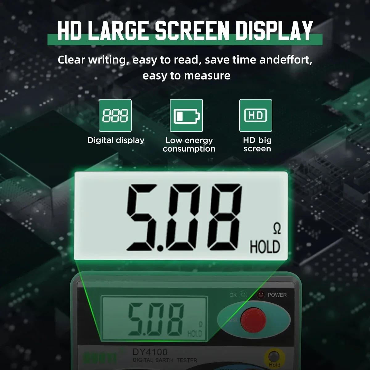 Description Picture 5 of itemDY4100 Digital Earth Ground Resistance Meter Meg-ohmmeter 0-2000 Ohm Electrician Resistance Tester Voltage Measuring Instruments