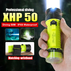 New XHP50LED Professional Diving Flashlight High Power Underwater 50M Dive Torch Scuba Diving Flashlights Fishing Hunting Lamp