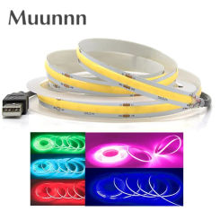 USB COB Strip DC 5V 320Leds/M Red/Pink/White/Ice Blue/Yellow Cabinet Light Lamp TV Backlight Flexible Ribbon Rope LED Strip
