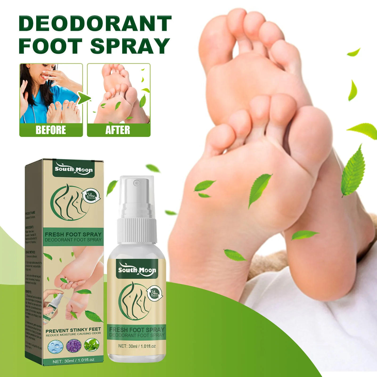 Description Picture 5 of itemFoot Deodorant Spray Prevent Stinky Feet Non Pungent Fragrance Anti-sweat Moisturize Skin Relieve Dry Removal Spray Foot Care