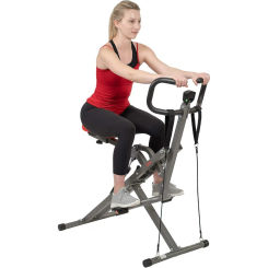 Row-N-Ride PRO, Full Body Combo Squat Machine w/Optional Resistance Band, Easy Setup Ab Workout Exercise Equipment