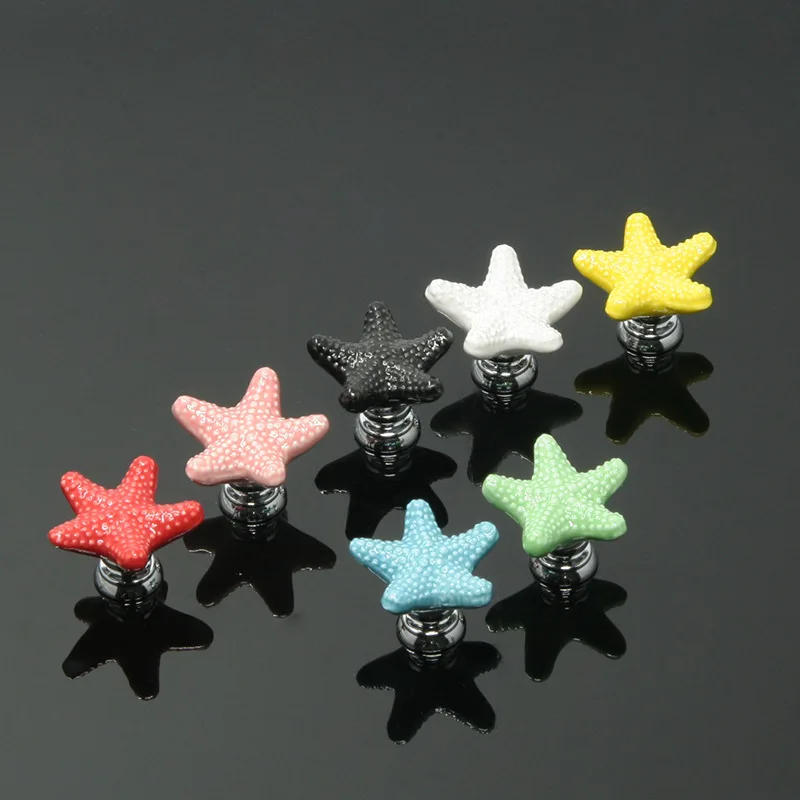 Description Picture 2 of itemCeramic handle cabinet drawer color Starfish new cartoon starfish European furniture cabinet door handle