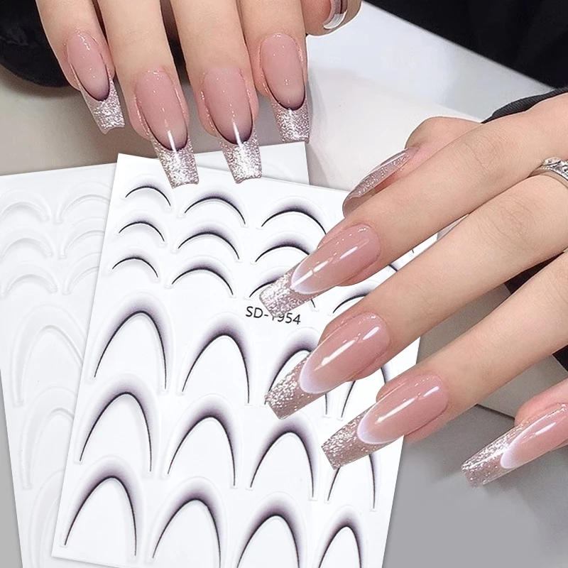 Description Picture 4 of itemGradient Color Line Design French Nail Art Stickers Self-Adhesive ail Tips Guides for DIY Decoration Stencil Tools
