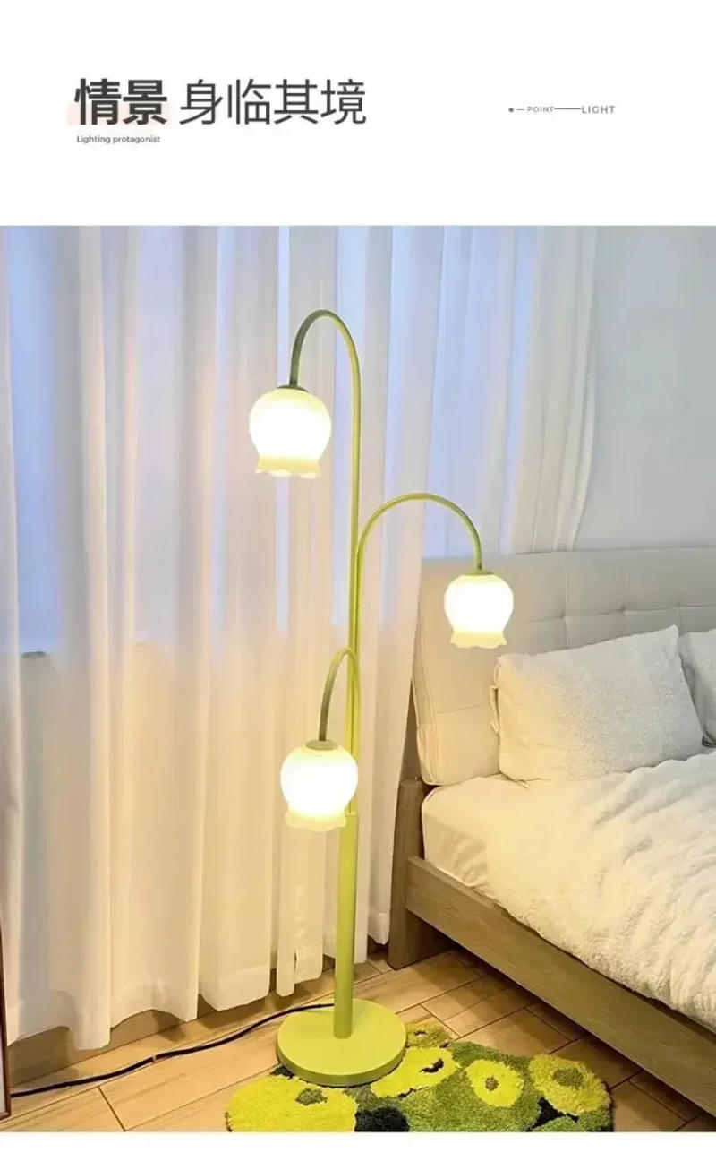 Description Picture 3 of itemLily of the Valley cream wind floor lamp flower children's room vertical bedside lamp bedroom atmosphere lamp