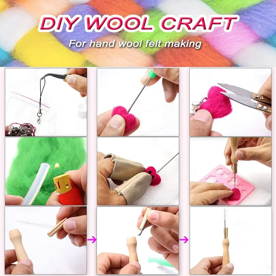 Description Picture 5 of itemNeedle Felting Kit 109PCS Set Wool Roving 36 Colors with Felt Tools and Storage Box Needle Felting Starter Kit for DIY Craft