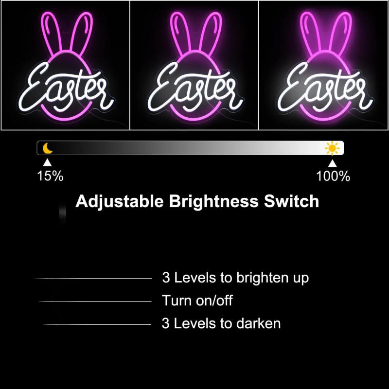 Description Picture 6 of itemEaster Bunny Ears Neon Light Sign LED Neon Sign For Wall Decor Party Shop Club Bar Room Decor Birthday Gift