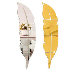 DIY Wall Mirror Sticker Feather Pattern Acrylic Mirror Effect Decoration Wall Sticker Home Decor Mirror Mural 72*15cm