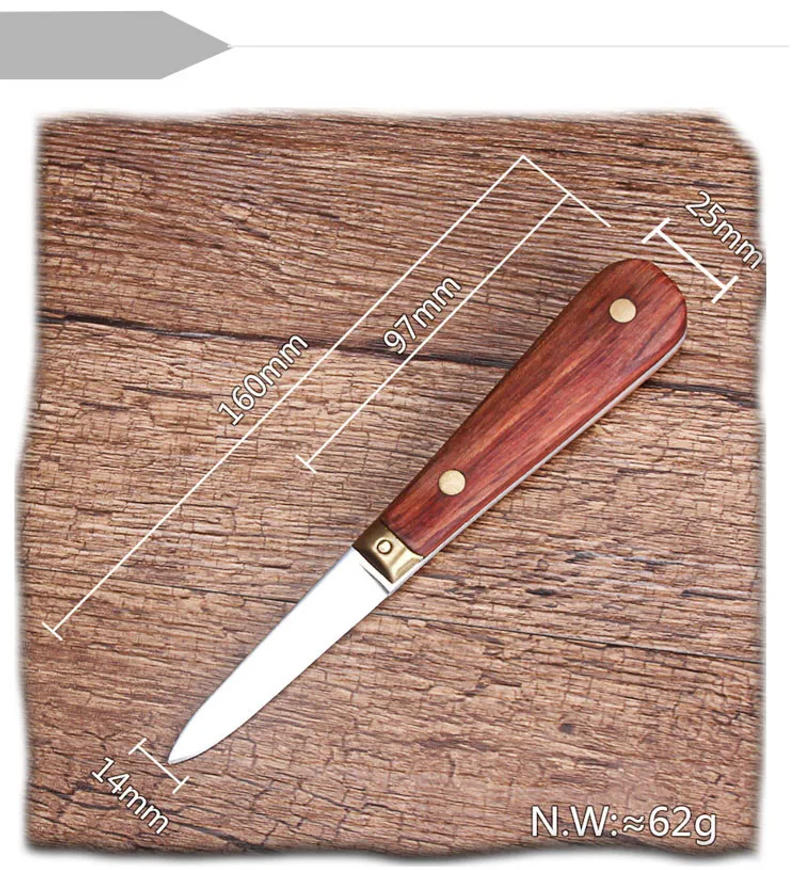 Description Picture 4 of item1Pcs Oyster Knife Stainless Steel Kitchen Knife Seafood Tool Raw shell Knife Shellfish Open Tool With Wood handle