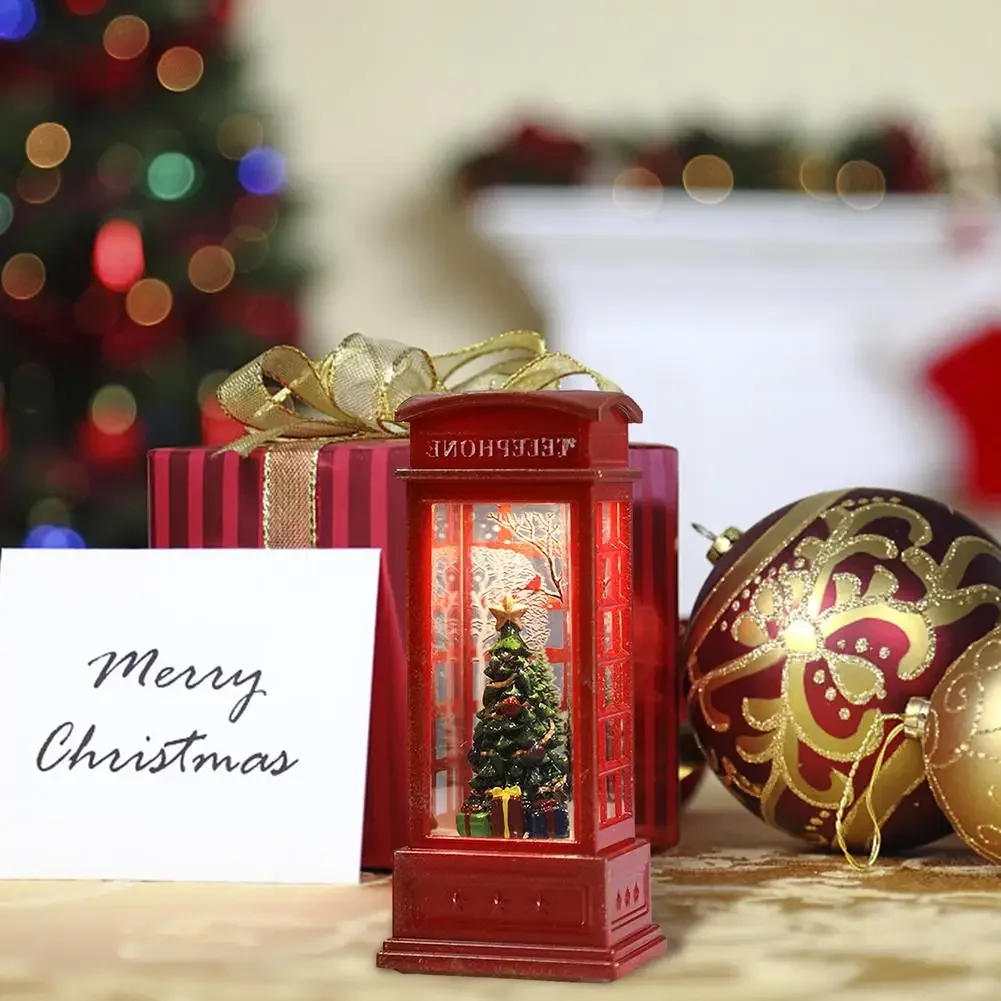 Description Picture 4 of item1Pc Christmas Light Up Lantern Lamp Telephone Booth Lantern Santa Claus Christmas Tree Snowman Led Light Christmas Decorative