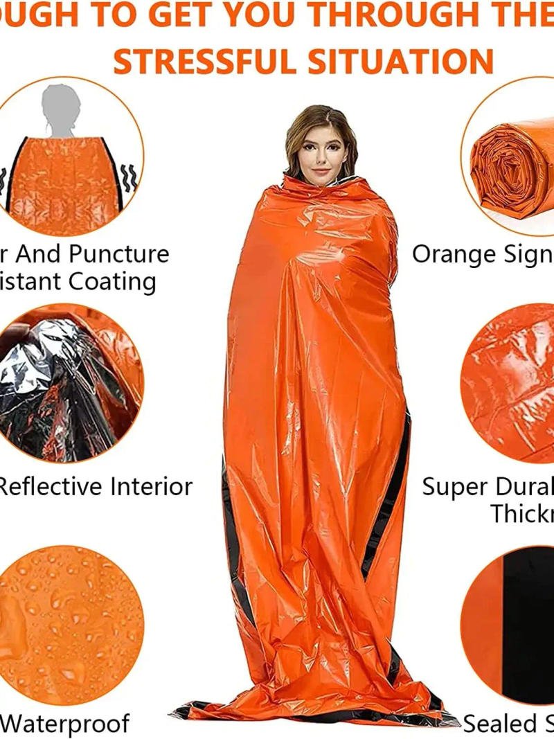 Description Picture 4 of itemPortable Waterproof Emergency Survival Sleeping Bag Outdoor Edc Camping Gear Thermal Sack First Aid Rescue Kit Mylar Blanket