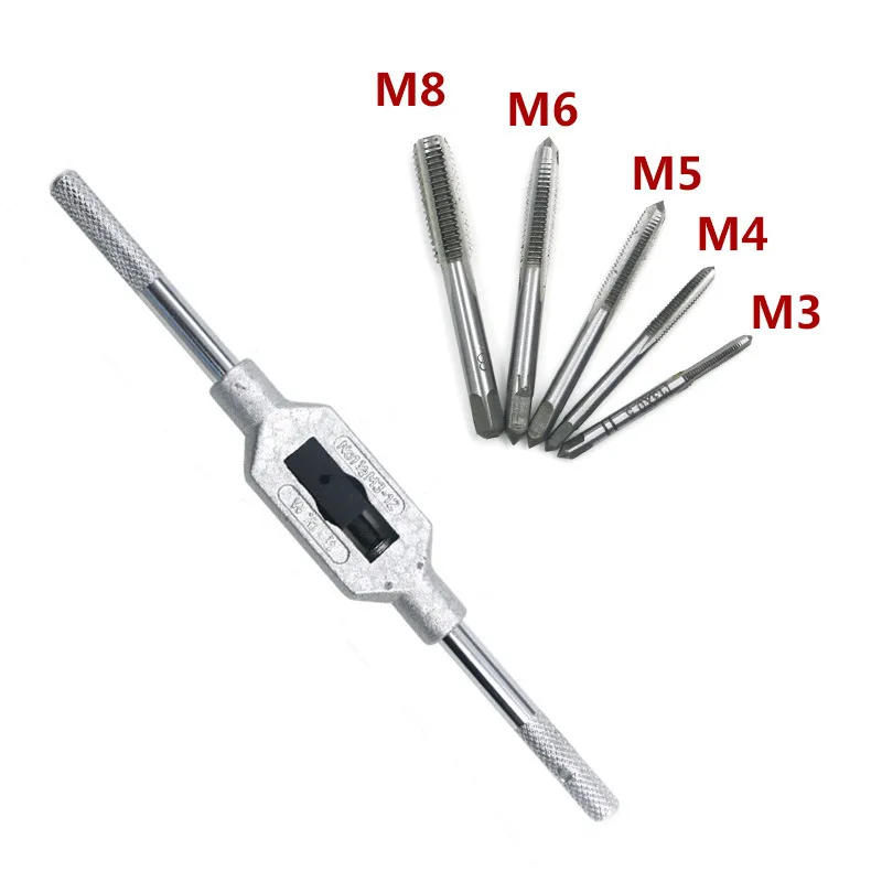 Description Picture 4 of item6/8Pcs Hss Hand Screw Tap Die Wrench Schroefdraad Metric Plug Tap M3 M4 M5 M6 m8 M8 M12 Met Verstelbare Tap Wrench 1/16-1/2"