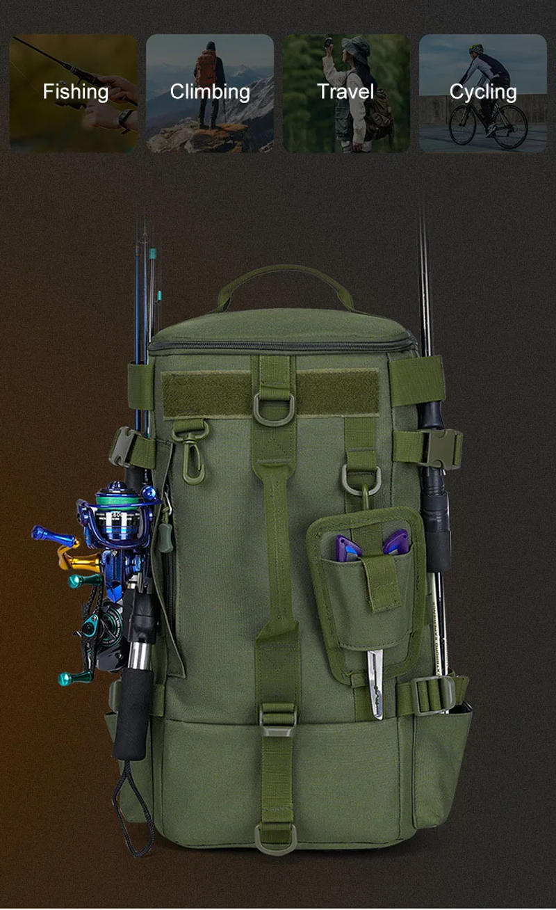 Description Picture 4 of itemHigh Quality Fishing Backpack Men Tactical Multifunctional Bag Outdoor Fishing Climbing Hiking Bag Fishing Equipment Storage Bag
