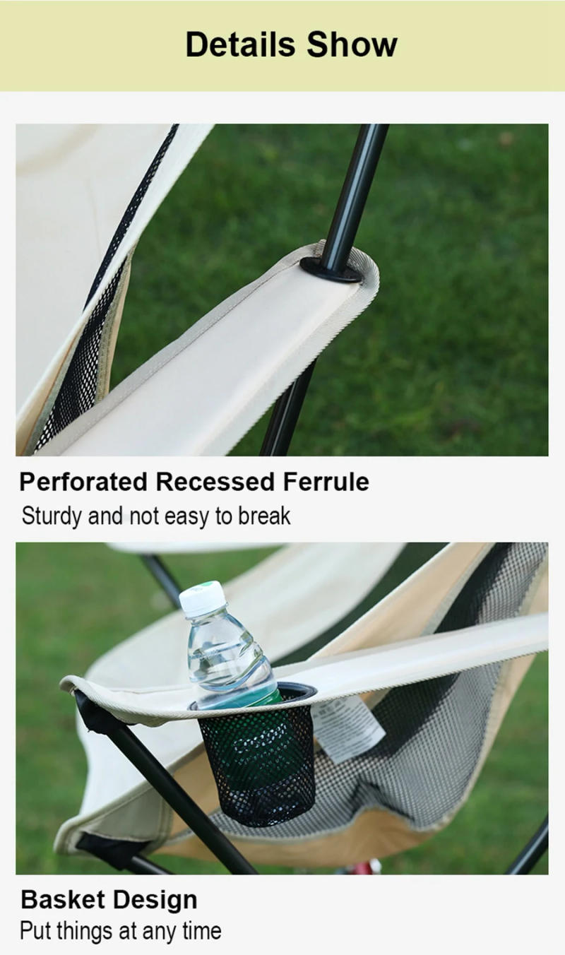 Description Picture 5 of itemHooRu Portable Camping Moon Chair Lightweight Aluminum Folding Picnic Beach Chairs Outdoor Travelling Fishing Hiking Garden Seat