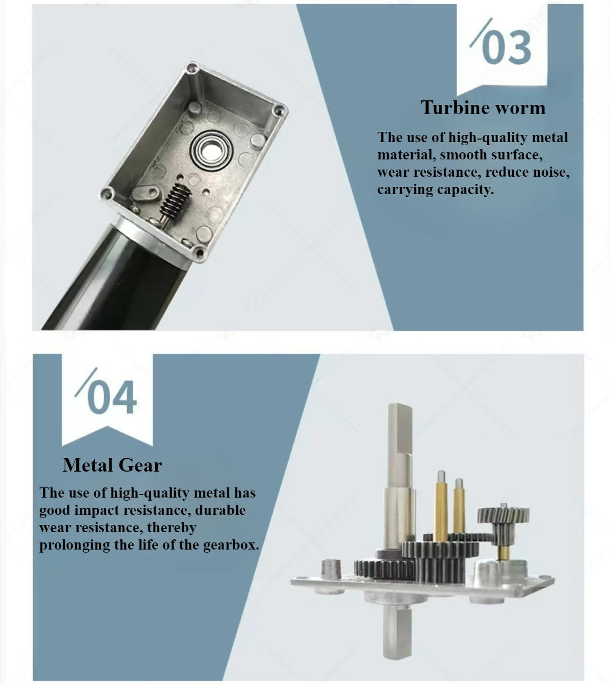 Description Picture 4 of itemDouble Shaft Worm Gear Motor DC 12V 24V High Torque Maximum 70KG Self Locking Adjustable Speed Forward Reverse Motor 4-470RPM