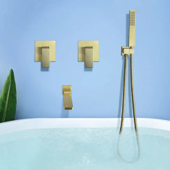 Bathtub Shower Set Wall Mounted Brushed Gold Rotatable Bathtub Faucet Black  Bathroom Bath Mixer Tap Brass