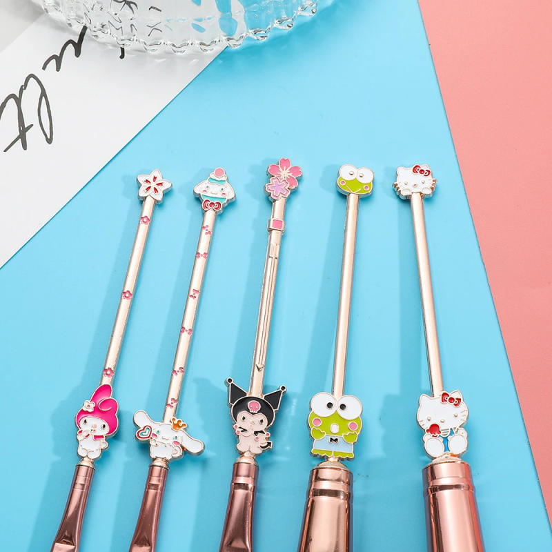 Description Picture 4 of item5pcs/set Sanrio Hello Kitty Makeup Brushes Kawaii Kuromi Foundation Blending Blush Concealer Eyebrow Powder Brush With Pouch