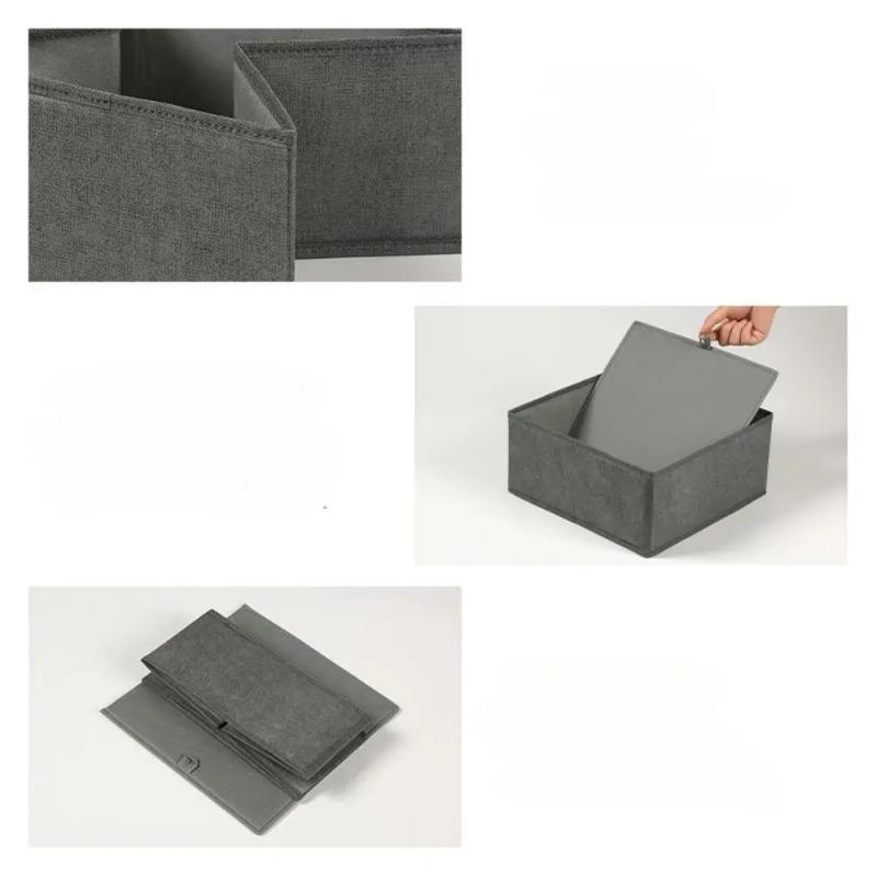 Description Picture 6 of itemClothes Underwear Storage Box Drawer Type Foldable Cotton Material Household Bra Underwear Socks Three Piece Set Organizing Box