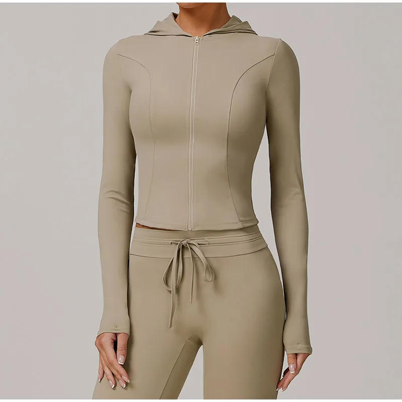 Description Picture 2 of itemWomen's Summer Sun Protection Clothing Zipper Jacket Yoga Crop Tops long sleeved Shirts Cooling Breathable Sports Fitness Tops