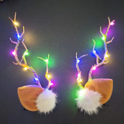 1Piece Girls Women Christmas Headband Led Elk Headwear with Lights Christmas Cosplay Props New Year Gifts