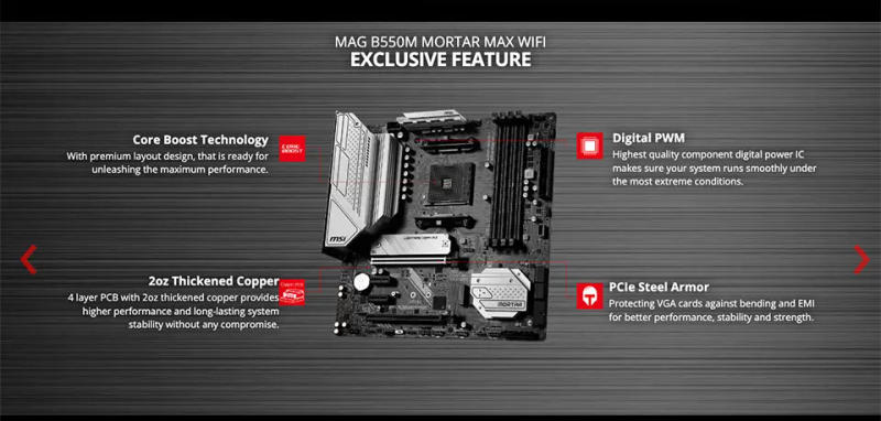 Description Picture 4 of itemMSI AM4 NEW MAG B550M MORTAR MAX WIFI +Ryzen 7 5700X B550 CPU KIT For Gaming Desktop