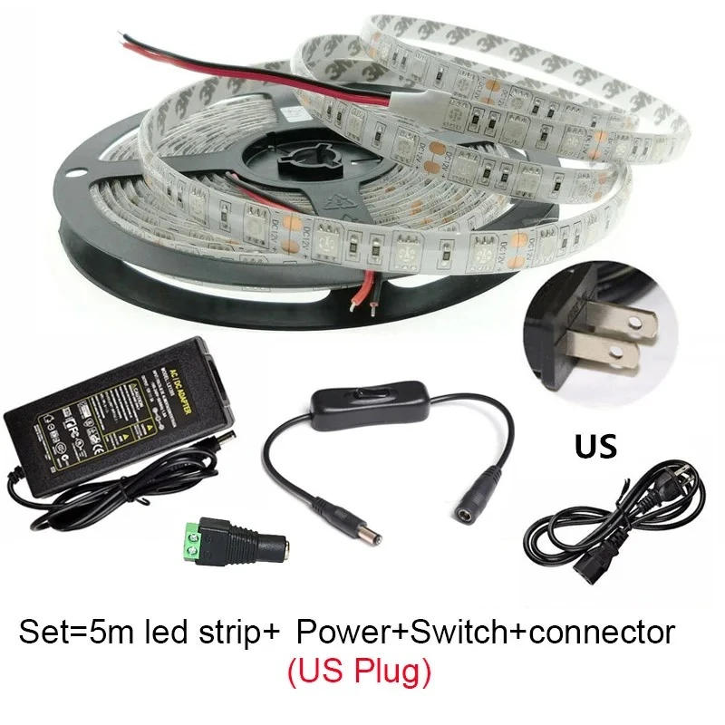 Description Picture 3 of itemFull Spectrum LED Strip Grow Light Set Plant Lamp 5m Growing Strip Light 12V Phyto Lamp Greenhouse Hydroponic Lighting US Plug