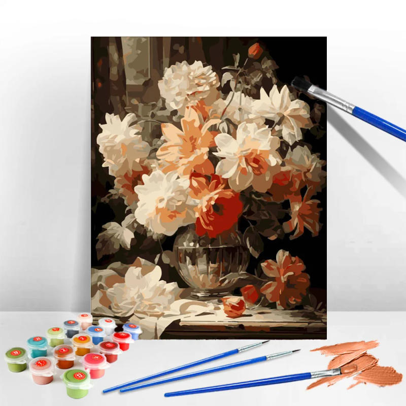 Description Picture 4 of itemMomoArt Paint By Number Rose Flower Fruit Pictures By Numbers Peony Vase Oil Painting Window Diy Gift Hand Paint Kits On Canvas