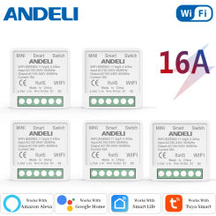 ANDELI DIY WiFi Mini Smart Light Switch 16A Two Way Control Tuya/Smartlife APP Remote Control for  Alexa Google Home Automation