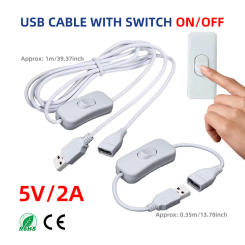 0.3m 1m USB Switch Cable Male to Female Docking Extension Cable Power Cord with 303 On/Off for PC USB Fan LED Lamp USB Charger