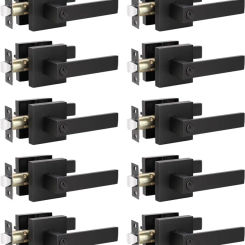 KNOBWELL 10 Pack Heavy Duty Door Lever Lock Privacy Door Lever without Key Interior Door Handles Matte Black Finish
