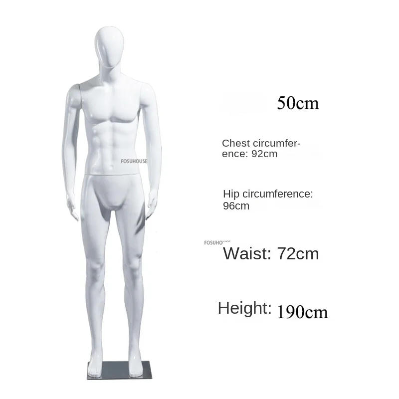 Description Picture 3 of itemMale Mannequins for Men's Clothing Store Couture Props Full Body Plastic Dummy Shopping Mall Window Display Clothes Mannequin