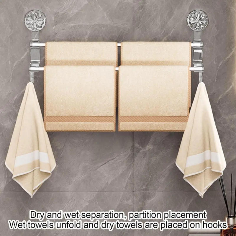 Description Picture 4 of itemDual-layer Suction Cup Towel Rack Stainless Steel Bath Towel Holder Shower Door Towel Bar Rack Stainless Steel Bath Towel Holder