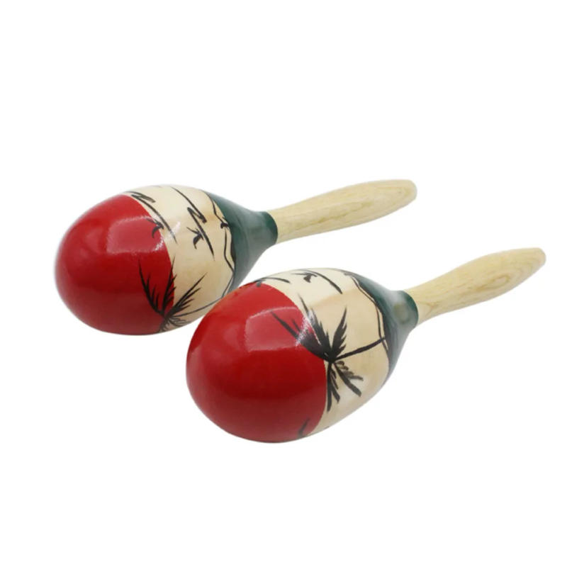 Description Picture 2 of item1 Pair Wooden Large Maracas Rumba Shakers Rattles Sand Hammer Percussion Instrument Musical Toy Dropship