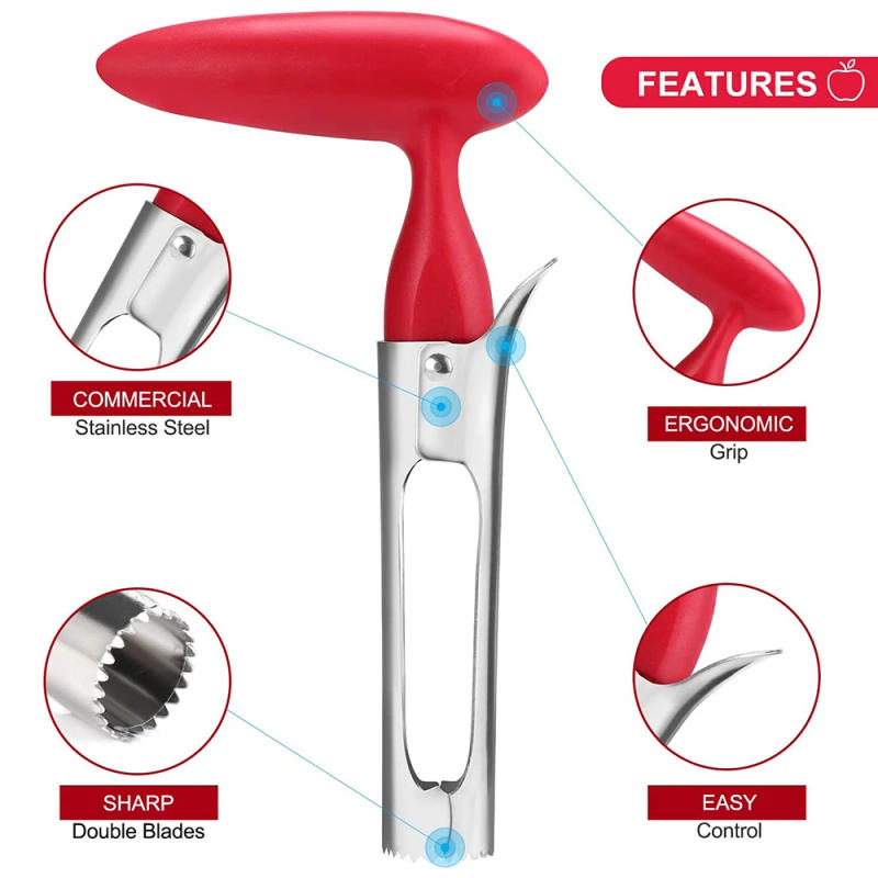 Description Picture 6 of itemStainless Steel Apple Corer Fruit Seed Core Remover Pear Apple Corer Seeder Slicer Knife Durable Kitchen Gadgets Vegetable Tools