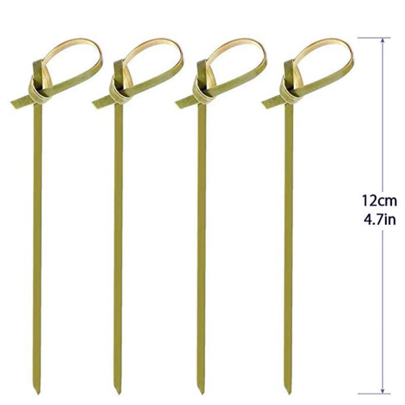 Description Picture 2 of item200pcs Disposable Bamboo Knot Skewers Cocktail Picks with Twisted Ends for Snacks Club Sandwiches Party Barbeque forks