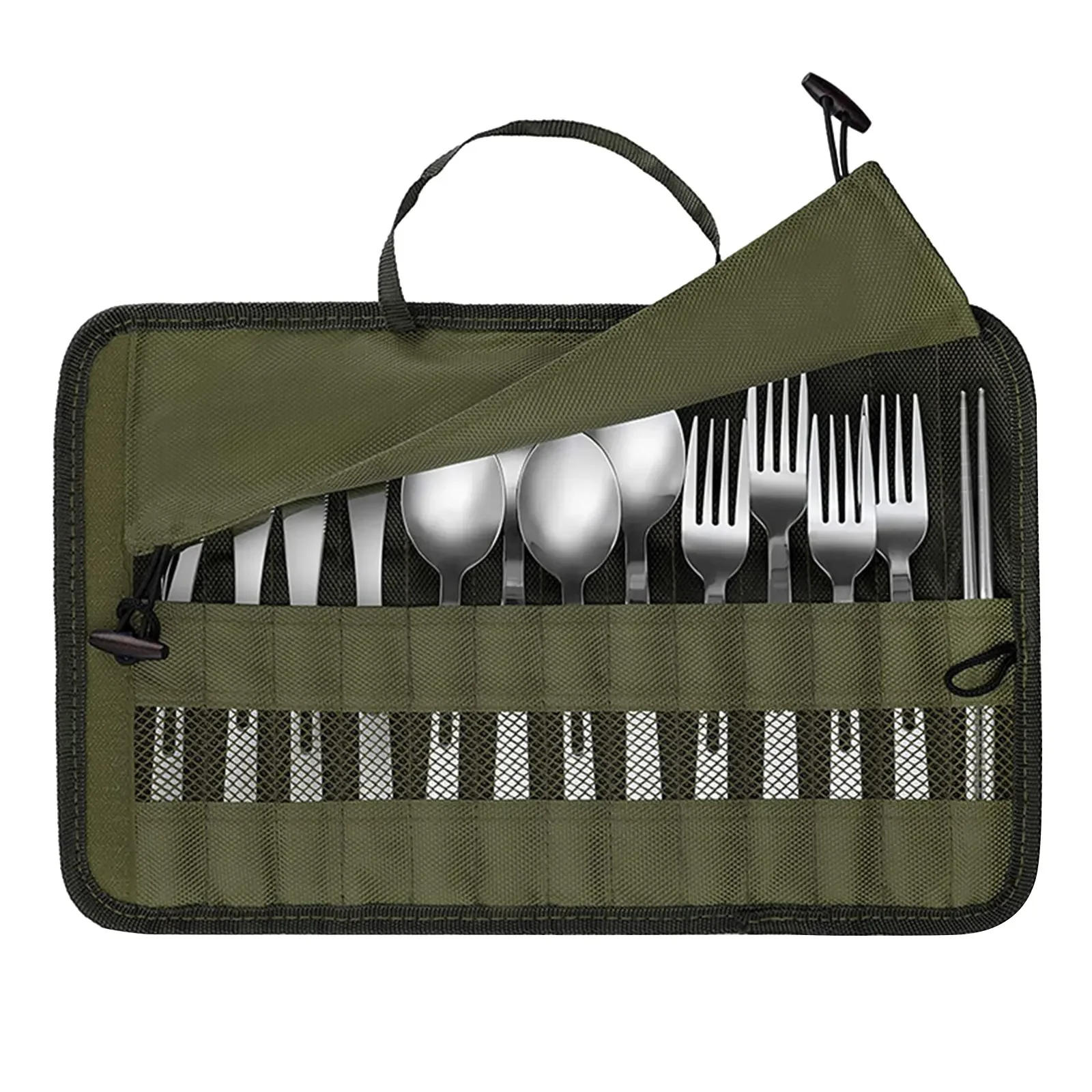 Description Picture 4 of itemTableware Bag Washable Portable Travel Cutlery Kit Case Organizer Pouch For Dinner Travel Camping BBQ Picnic Tableware Organizer
