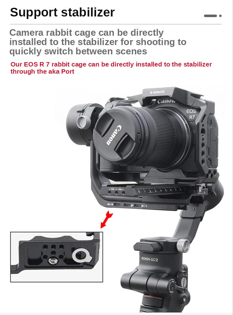Description Picture 5 of itemM-REMOTE Camera Cage for Canon EOS R7 w Cold Shoe Mount 1/4&3/8 Inch Screw Holes Full Dslr Aluminum Alloy Video Camera Cage Rig