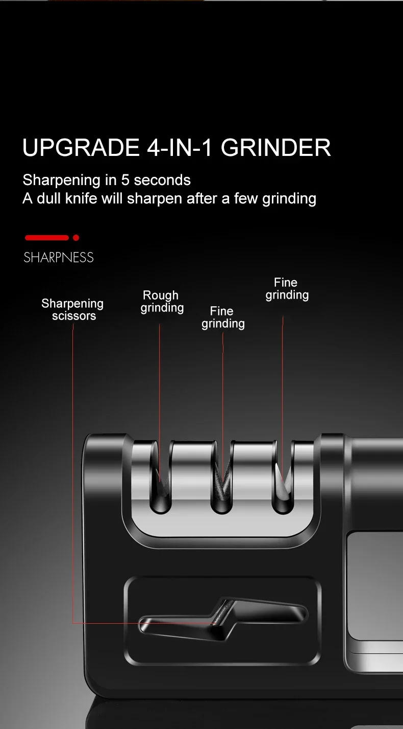 Description Picture 6 of itemTungsten Carbide 3 Stages Handheld Japanese Manual Professional Diamond Knives Kitchen scissors Sharpener System for Knives