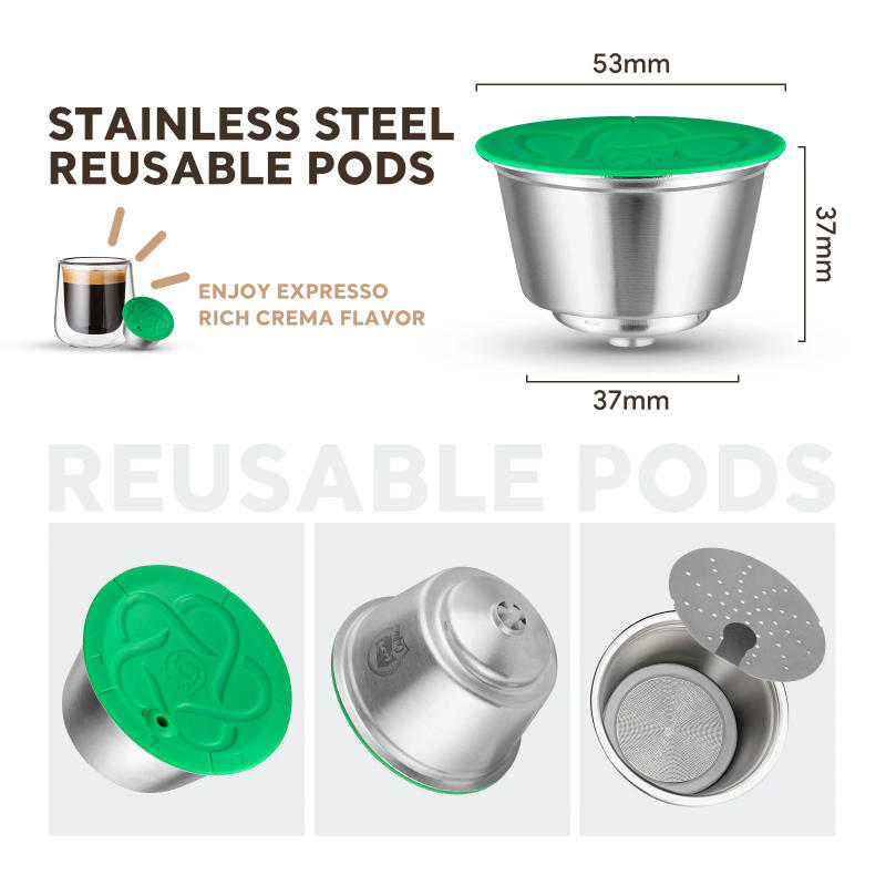 Description Picture 6 of itemReusable Coffee Foam Filters For Nescafe Dolce Gusto Refillable Capsule Pod Stainless Steel Plastic Tamper Wholesale
