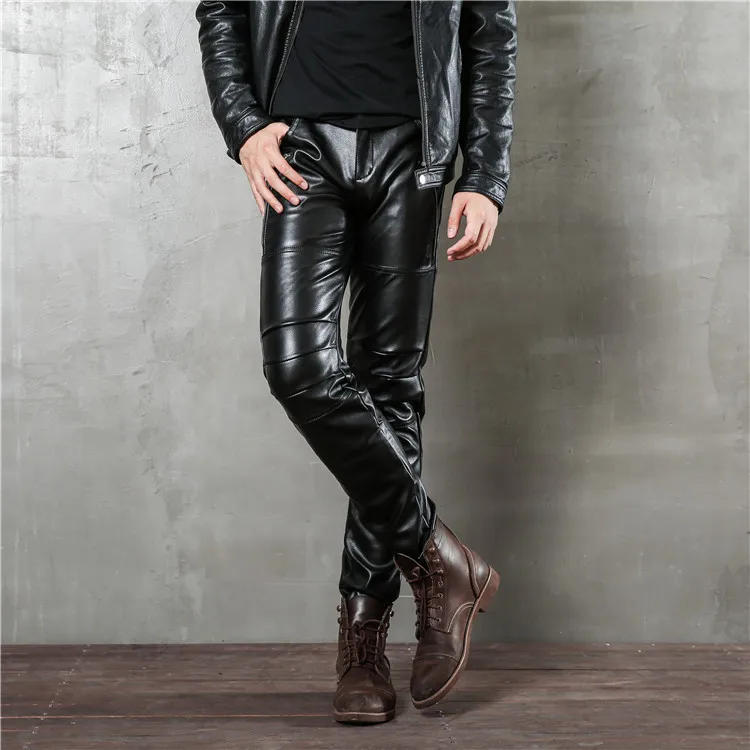 Description Picture 4 of itemMens Imitation Leather Pants Punk Tight Long Leggings Mens Party Micro Elastic Motorcycle Pants for Men